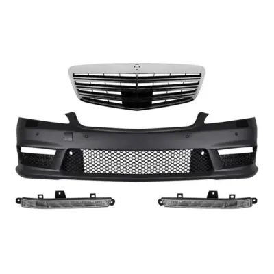 Griglia Anteriore Paraurti Design S63 S65 con Luci Diurne per Mercedes Classe S
