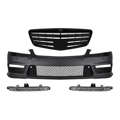 Griglia Anteriore Paraurti Tipo S63 S65 con Vernice Nera per Mercedes Classe S