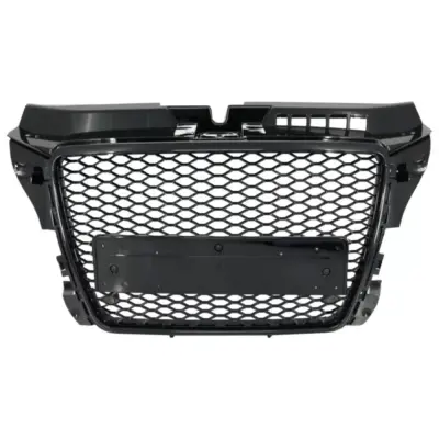 Griglia Anteriore Senza Logo Honeycomb Nero Lucido con Copri PDC per Audi A3 8P