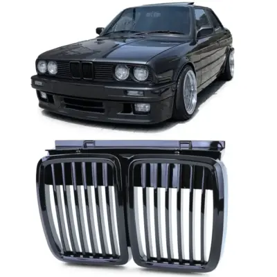Griglia Anteriore Sportiva Lucida Nera per BMW Serie 3 E30 1982-1994