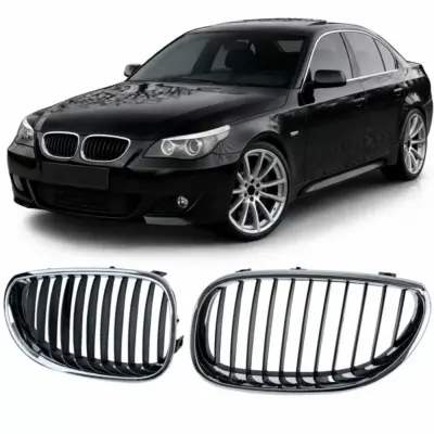 Griglia Anteriore Sportiva Nera Cromata per BMW Serie 5 E60 E61 2003-2010