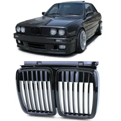 Griglia Anteriore Sportiva Nera Lucida per BMW Serie 3 E30 (1982-1994)