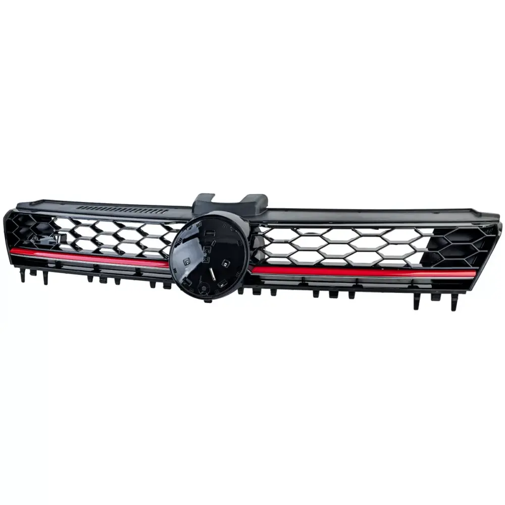 Griglia Anteriore Sportiva Nido D'ape Nero Lucido con Bordo Rosso per VW Golf 7