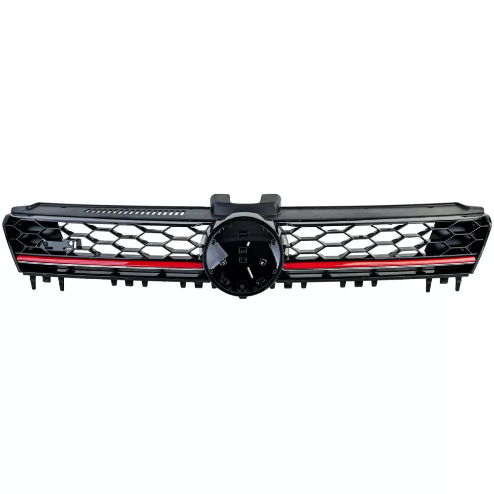 Griglia Anteriore Sportiva Nido D'ape Nero Lucido con Bordo Rosso per VW Golf 7