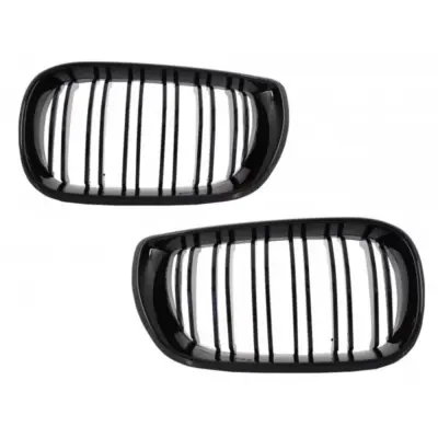 Griglia Centrale Doppia Stripe Nero Lucido per BMW Serie 3 E46 2001-2005