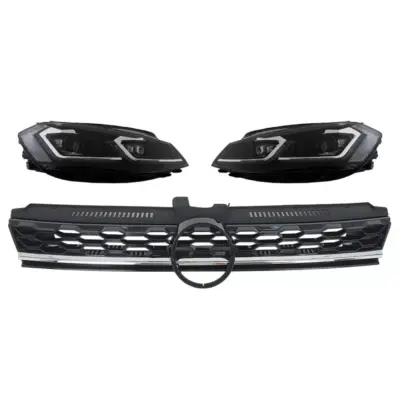 Griglia Centrale Senza Logo con Fari LED Dinamici Anteriori per VW Golf 7.5