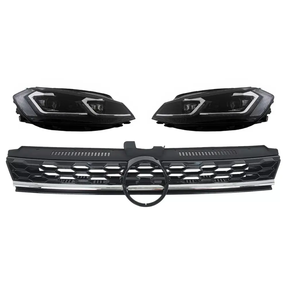 Griglia Centrale Senza Logo con Fari LED Dinamici Anteriori per VW Golf 7.5