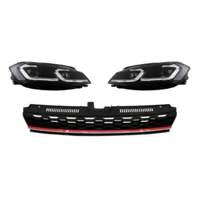 Griglia Centrale Senza Logo con Fari LED Direzionali VW Golf 7.5 Facelift 2017+
