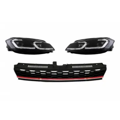 Griglia Centrale Senza Logo con Fari LED Dx Sequenziali VW Golf 7.5 Facelift