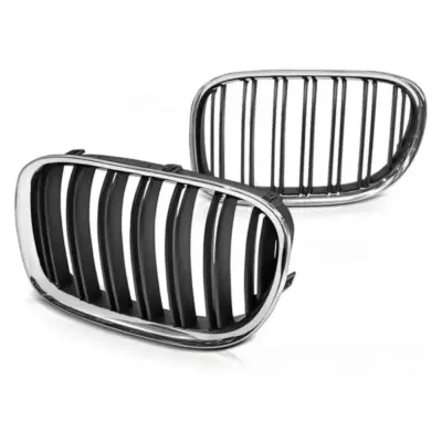 Griglia Cromata Nera Doppia Barra Anteriore per BMW F01 09-15
