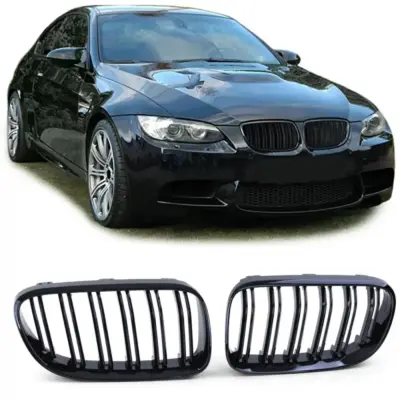 Griglia Doppia Alette Nera Lucida Anteriore per BMW Serie 3 E92 E93 2010-2013