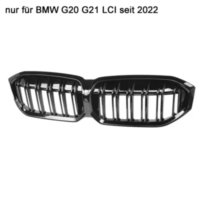 Griglia Doppia Anteriore Nera Lucida per BMW Serie 3 G20 G21 Facelift