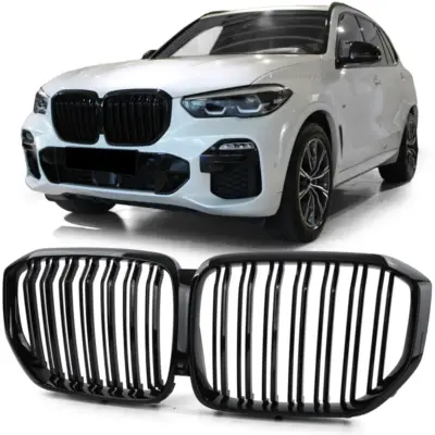 Griglia Doppia Barra Nera Lucida per BMW X5 G05 dal 2018, ABS, Montaggio