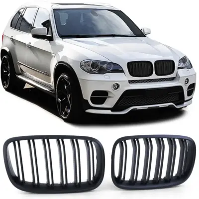 Griglia Doppia Barra Nera per BMW X5 E70 X6 E71 dal 2006, ABS, Plug & Play