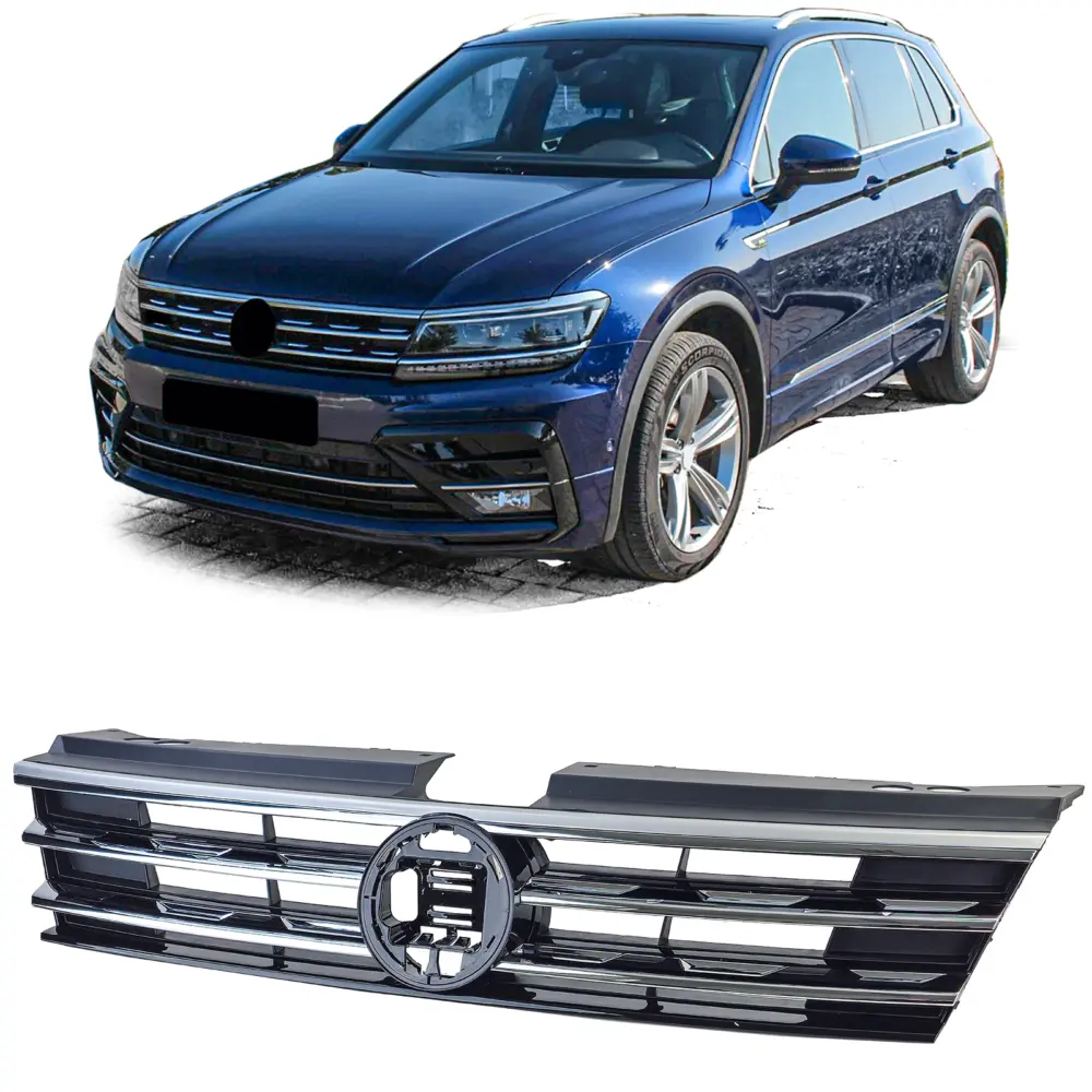 Griglia Nera con Listelli Cromati per Volkswagen Tiguan II 2016-2020