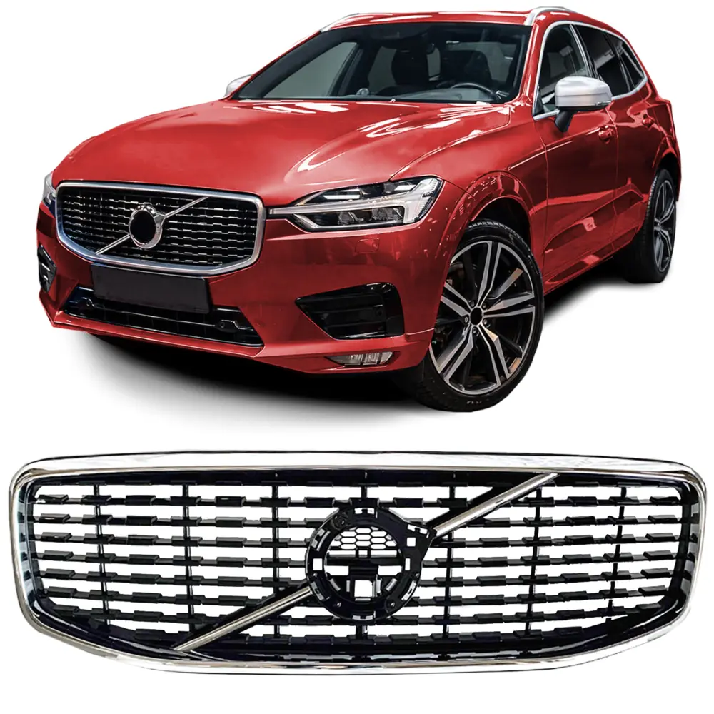 Griglia Nera Lucida con Cornice Cromata per Volvo XC60 II 2017-2021