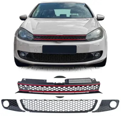 Griglia Nido d'Ape Nera Lucida Senza Emblema + Paraurti per Volkswagen Golf 6
