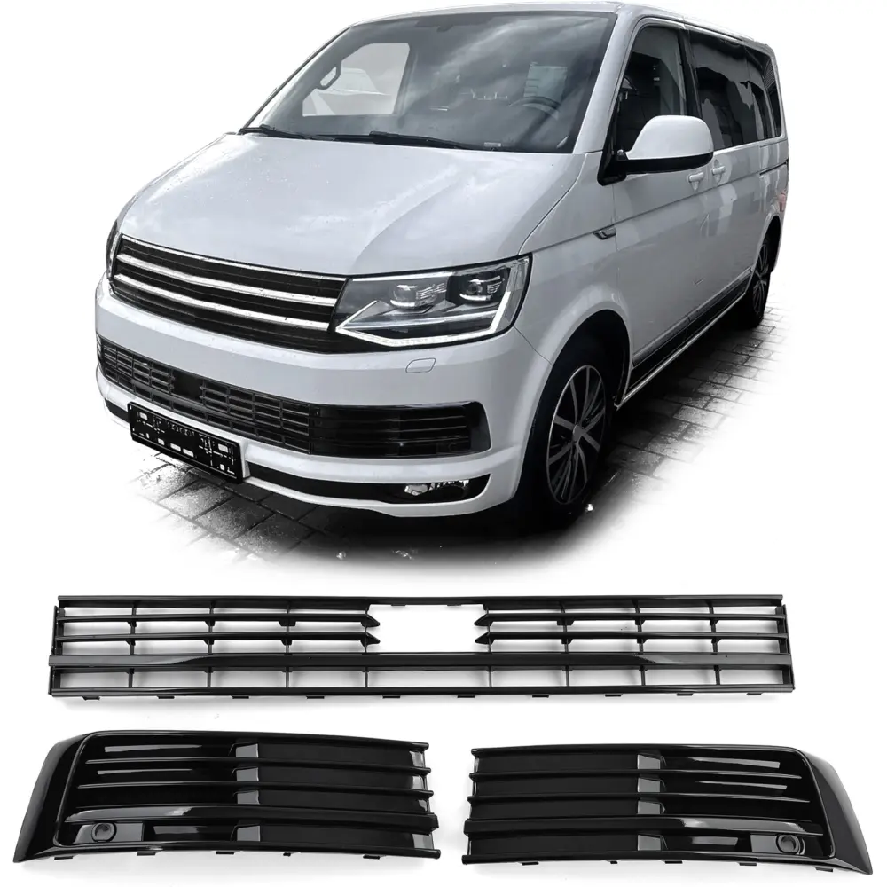 Griglia Paraurti Nera Lucida per Volkswagen T6 Multivan ACC 15-19