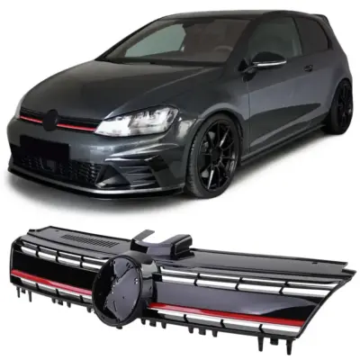 Griglia Radiatore Nera Lucida con Bordo Rosso per VW Golf 7 GTI 12-17