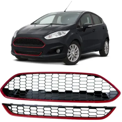 Griglia Set ST-Wabendesign Rosso Nero Lucido per Ford Fiesta 2013–2017