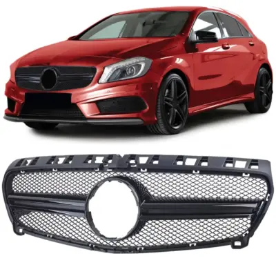 Griglia Sportiva Doppia Barra Nera Lucida per Mercedes Classe A W176 12-15