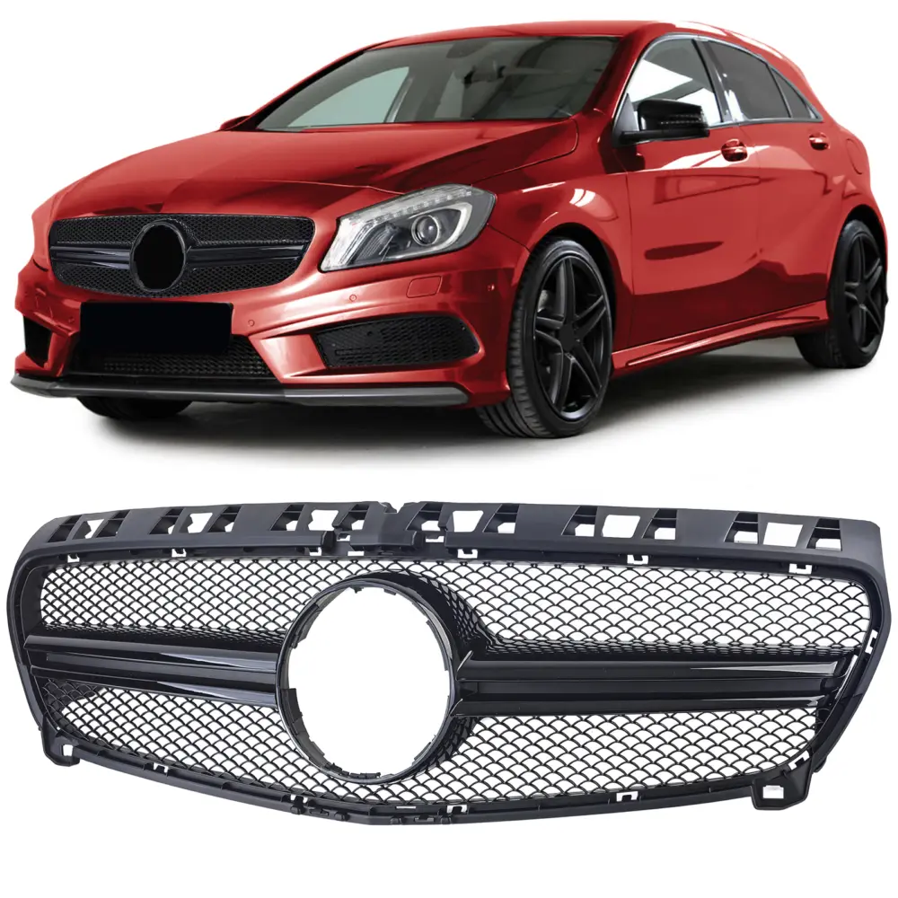 Griglia Sportiva Doppio Ponte Nera Lucida per Mercedes Classe A W176 12-15