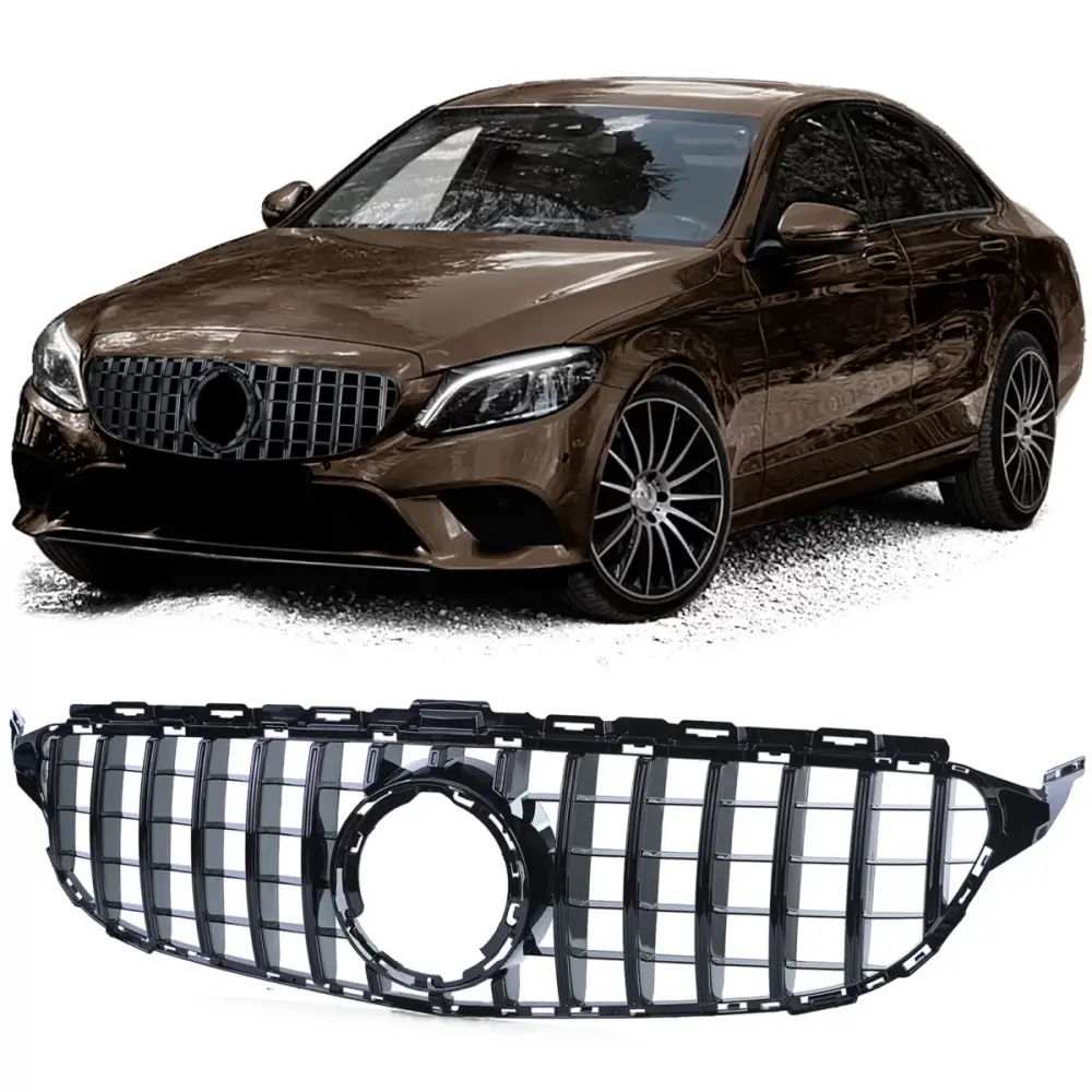 Griglia Sportiva Lucida Nera Anteriore per Mercedes Classe C W205 S205 18-21