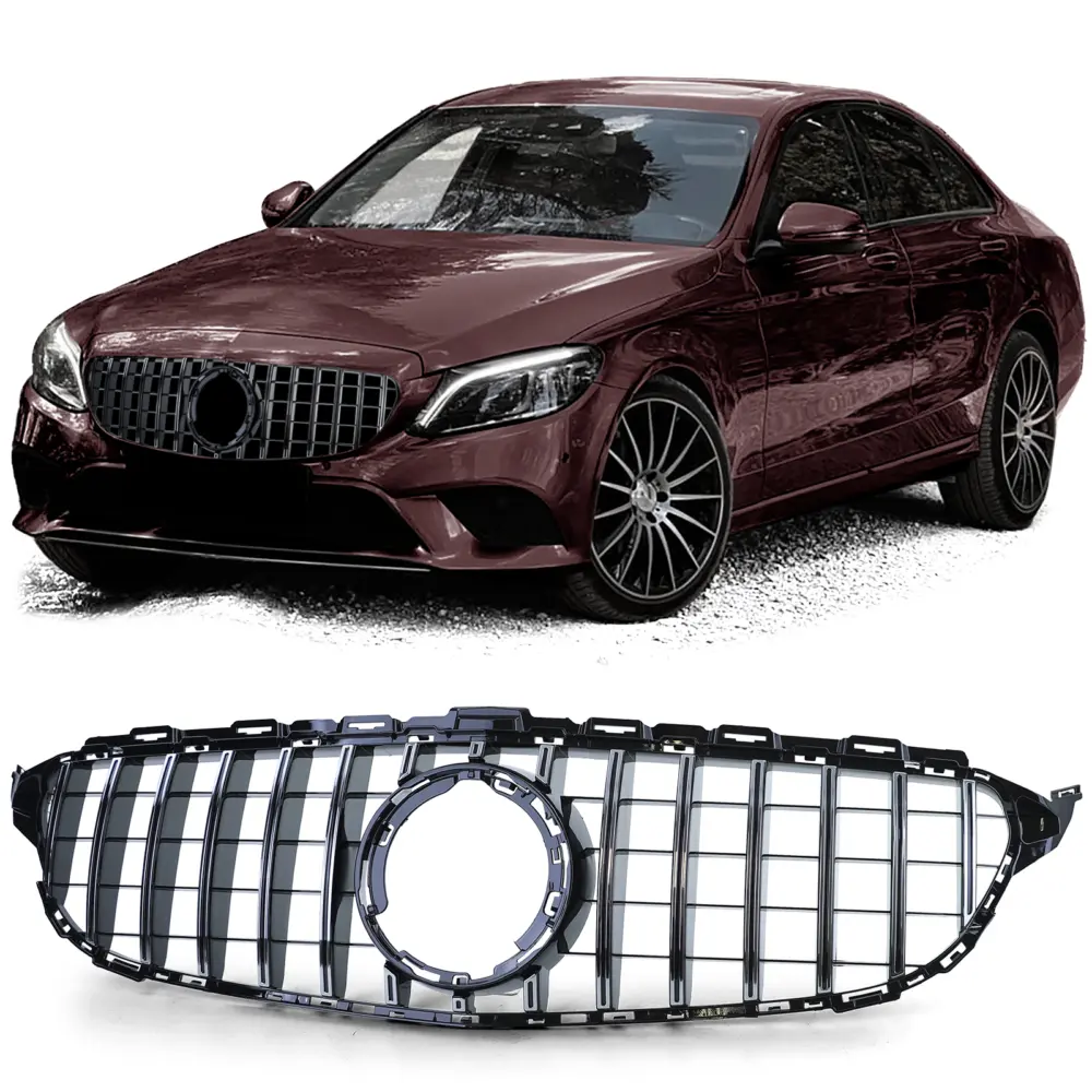 Griglia Sportiva Nera Lucida con Cromature per Mercedes Classe C W205 S205 18-21