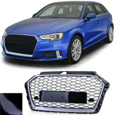 Griglia Sportiva Nera Lucida per Audi A3 8V 2016-2020 Senza Acc
