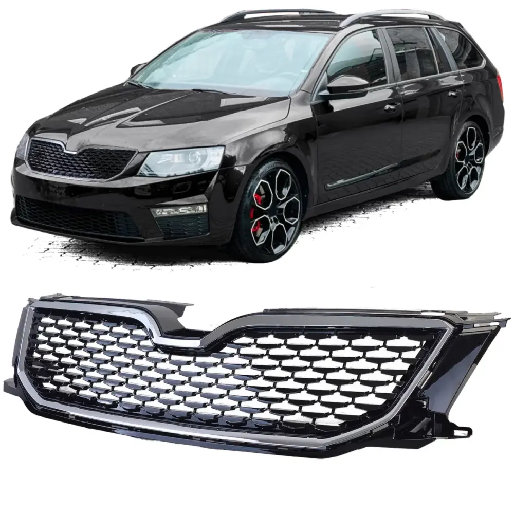 Griglia Sportiva Nero Cromato Anteriore per Skoda Octavia 5E Pre-facelift 12-17