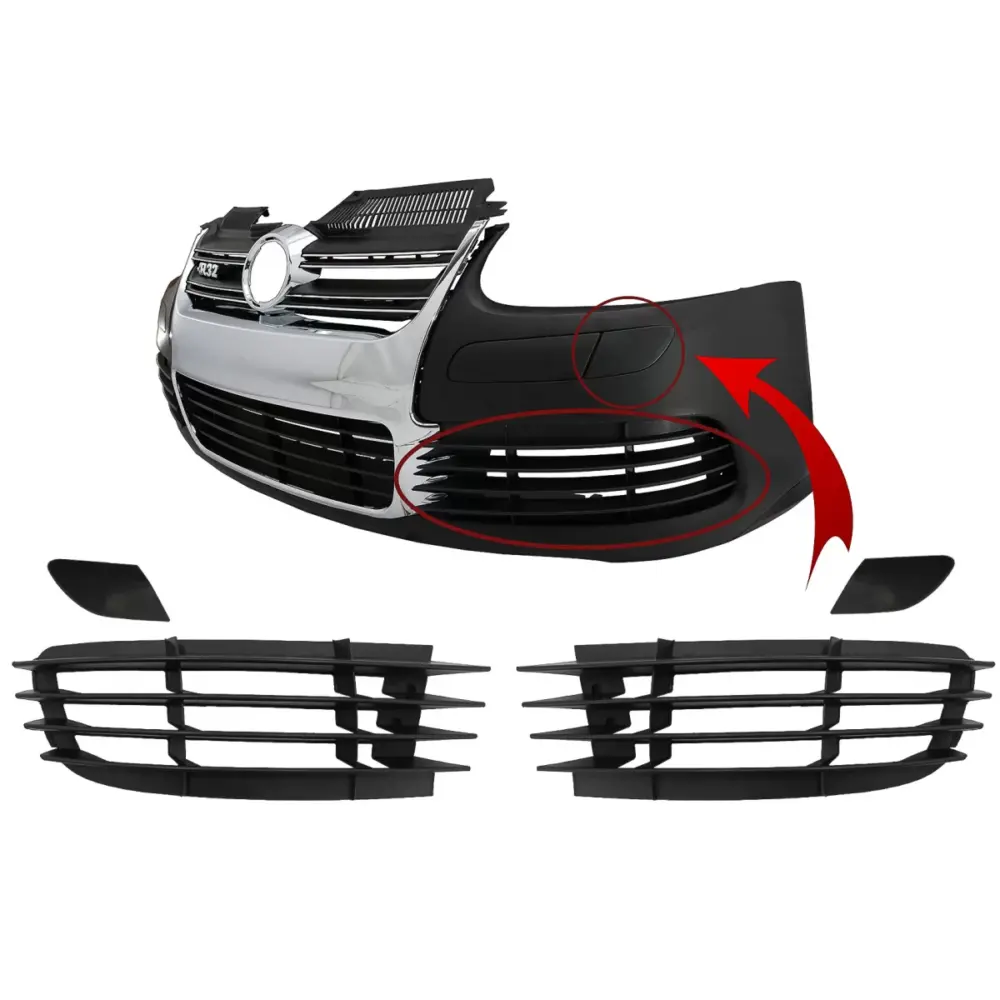 Griglie Laterali e Copri Lavafari Paraurti Anteriore per VW Golf 5 2003-2007