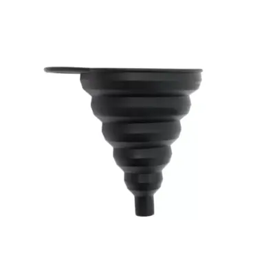 Imbuto Pieghevole Silicone Nero Universale per Olio Auto Largo