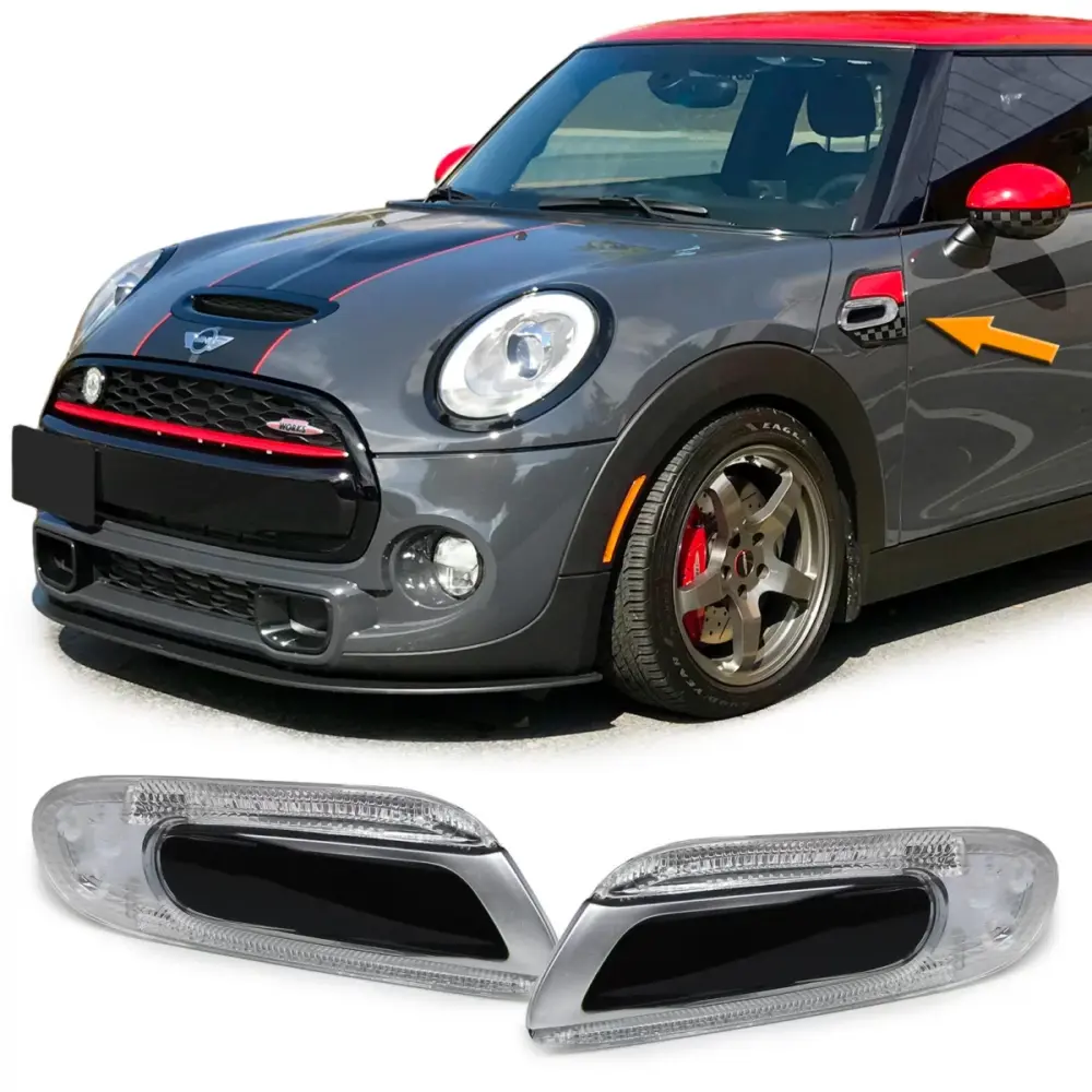Indicatori Laterali LED Argento Nero per Mini One Cooper S F55 F56 F57 2014-2021