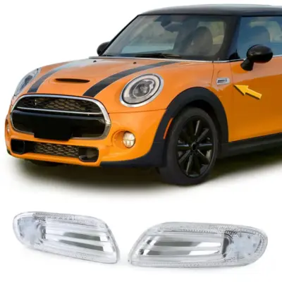 Indicatori Laterali LED Vetro Trasparente Cromato per Mini One Cooper S F55 F56