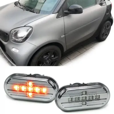 Indicatori Laterali LED Vetro Trasparente Cromato per Smart Fortwo 453 dal 2014
