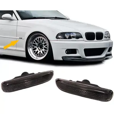 Indicatori Laterali Neri Coppia per BMW Serie 3 E46 Coupe Cabrio Berlina Touring
