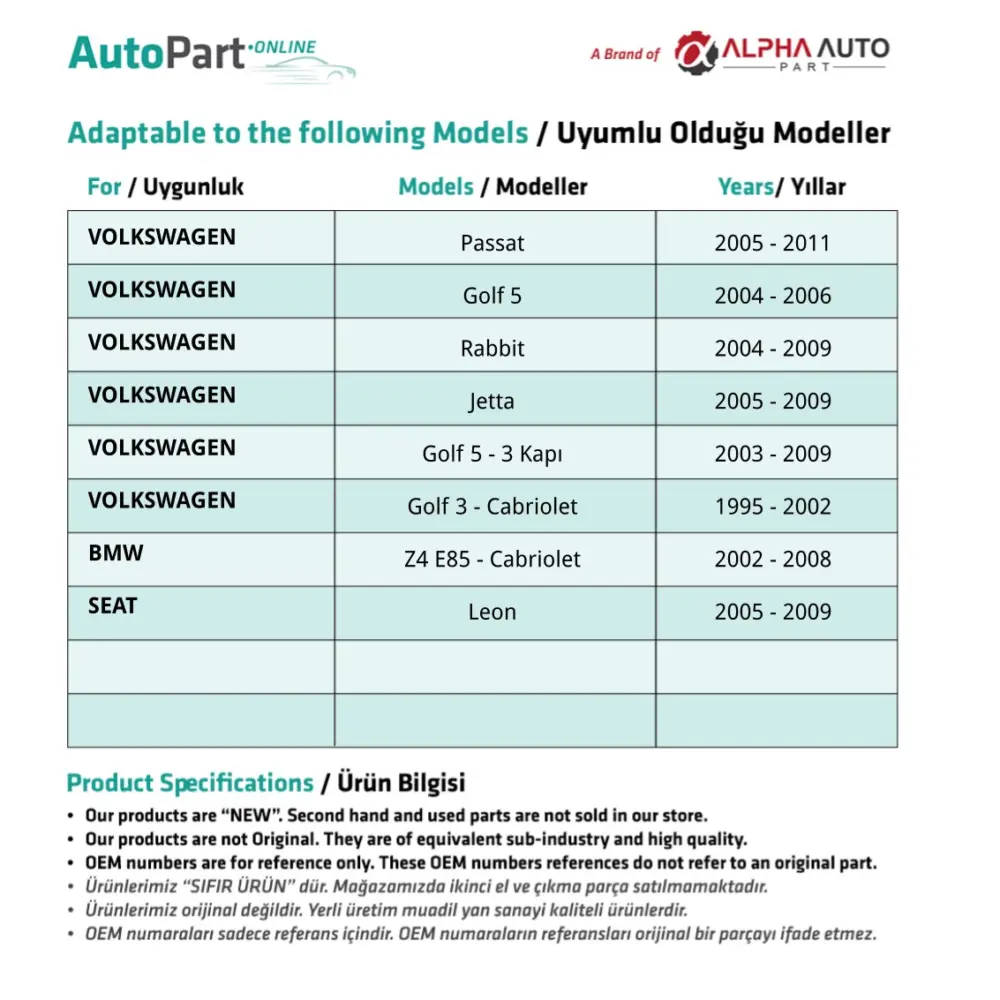 Ingranaggio Alza Vetro Sinistro per Volkswagen Passat Y.M