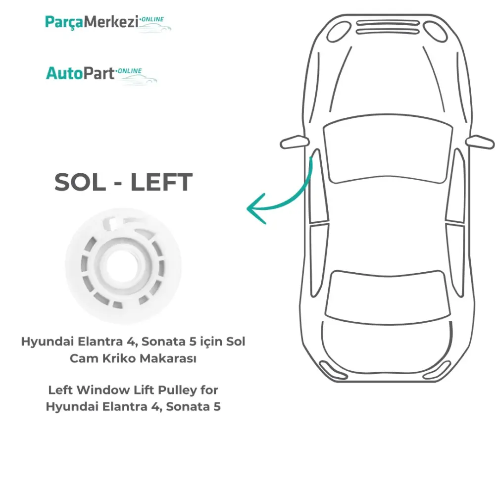 Ingranaggio Alzavetro Sinistro per Hyundai Elantra 4, Sonata 5