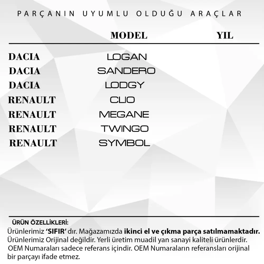 Ingranaggio di Chiusura Bagagliaio per Renault Clio, Symbol e Dacia Logan