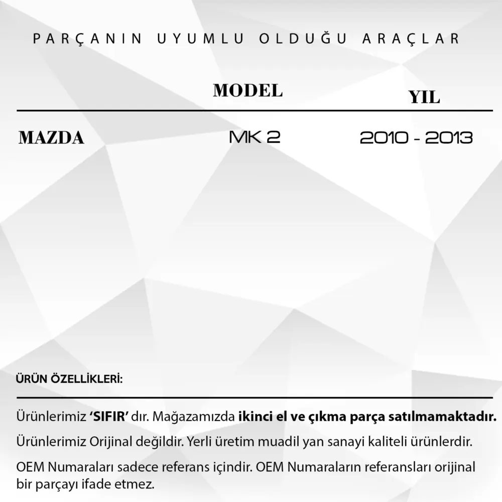 Ingranaggio Motore Specchio per Mazda (30 Denti)