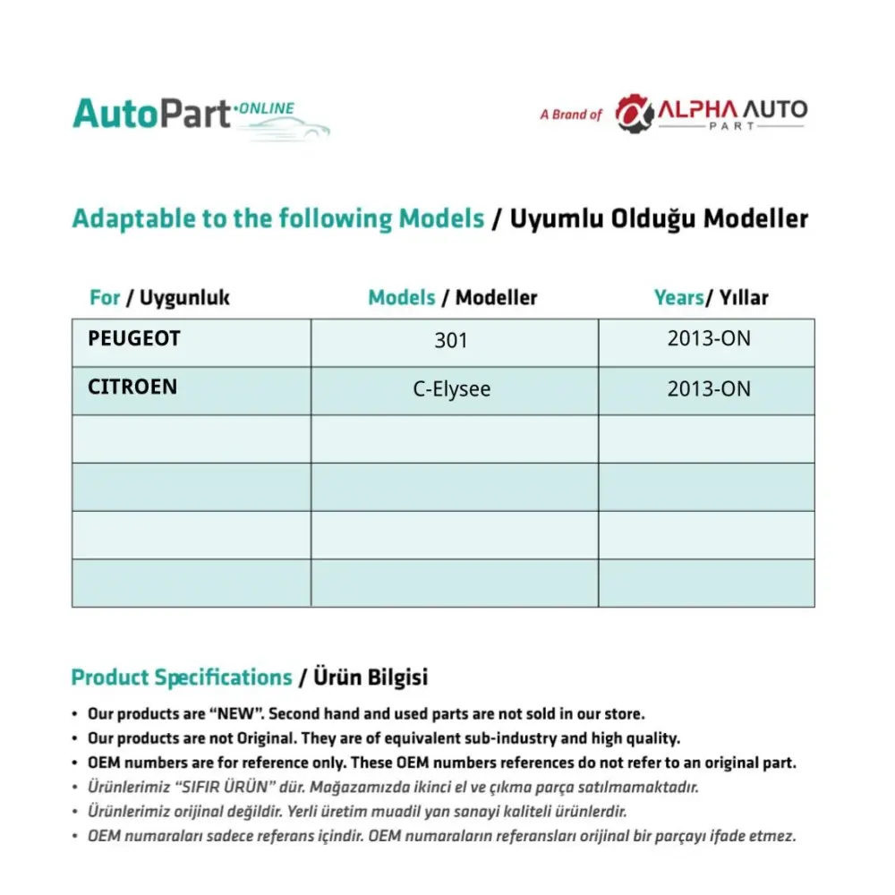 Ingranaggio Plastico Alzavetro Destro per Peugeot 301, Citroen C-Elysee