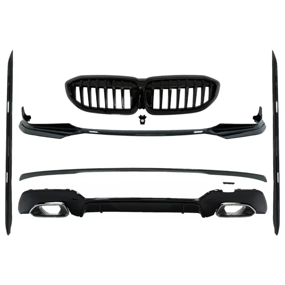 Kit Estensioni Paraurti Completo con Terminali Argento per BMW Serie 3 G20