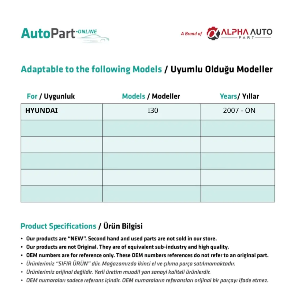 Kit Riparazione Doppio Tetto Apribile per Hyundai İ30