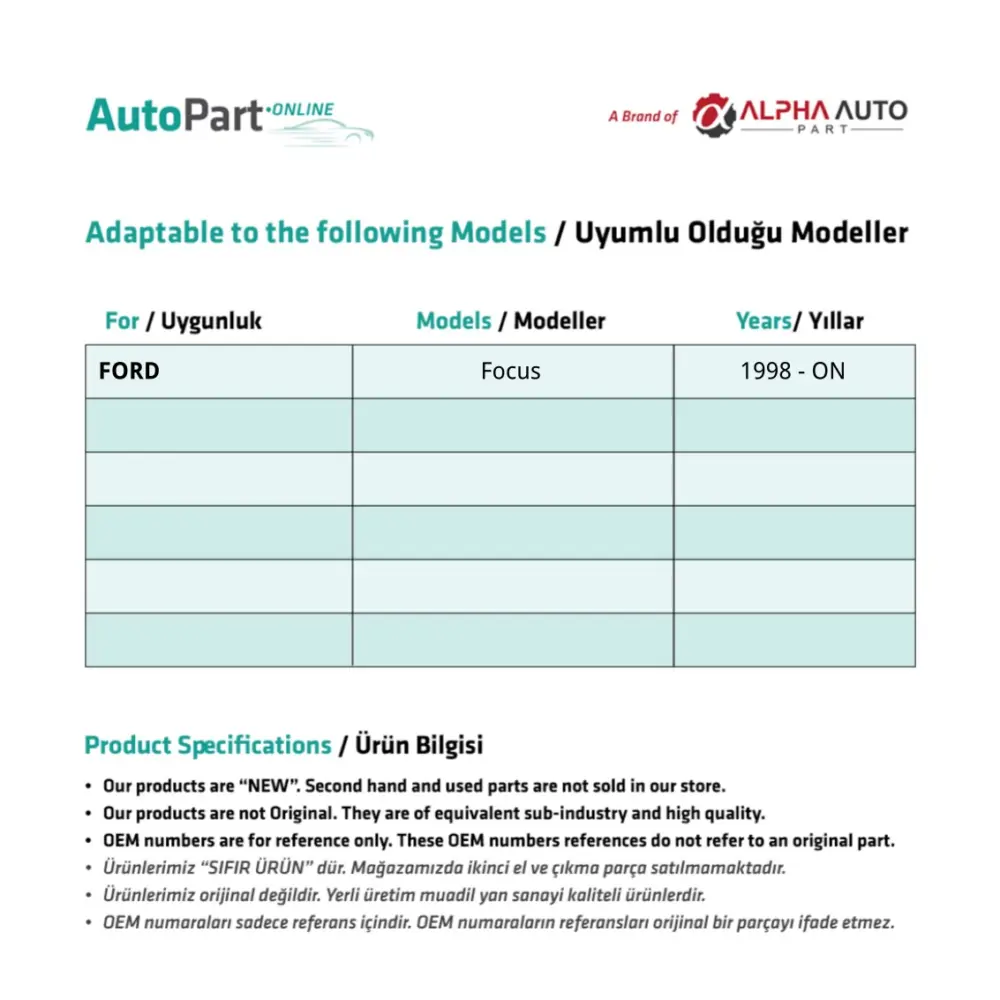 Kit Riparazione Finestrino Porta Posteriore per Ford Focus