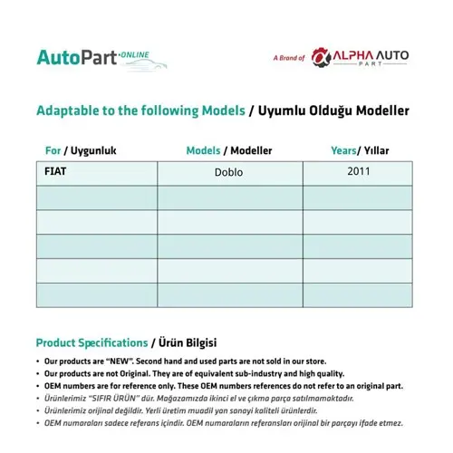 Kit Riparazione Parabrezza Anteriore Destro e Sinistro per Fiat Doblo