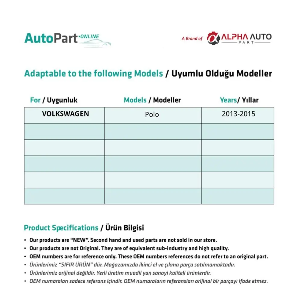 Kit Riparazione Parabrezza Anteriore Destro e Sinistro per Volkswagen Polo