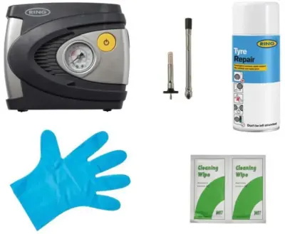 Kit riparazione pneumatici auto emergenza con accessori salvataggio gomme