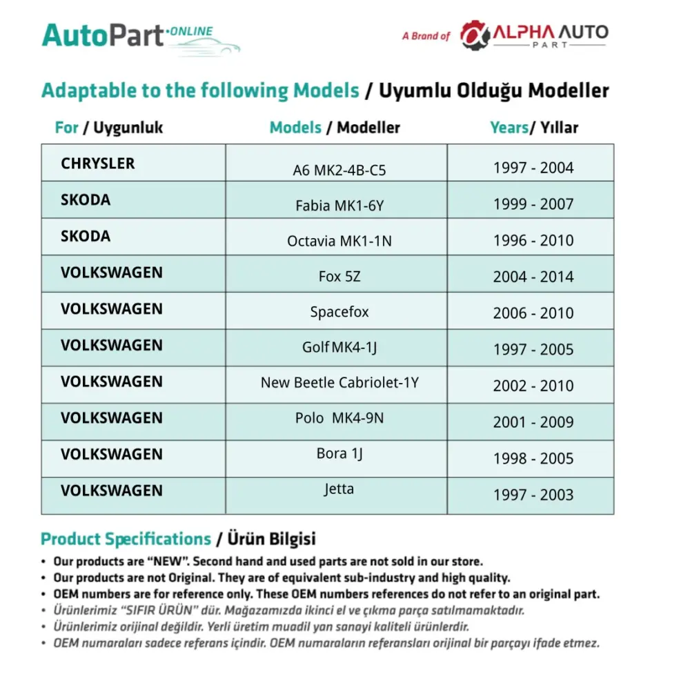 Kit Riparazione Serratura per Volkswagen Fox, Spacefox, Golf, New Beetle