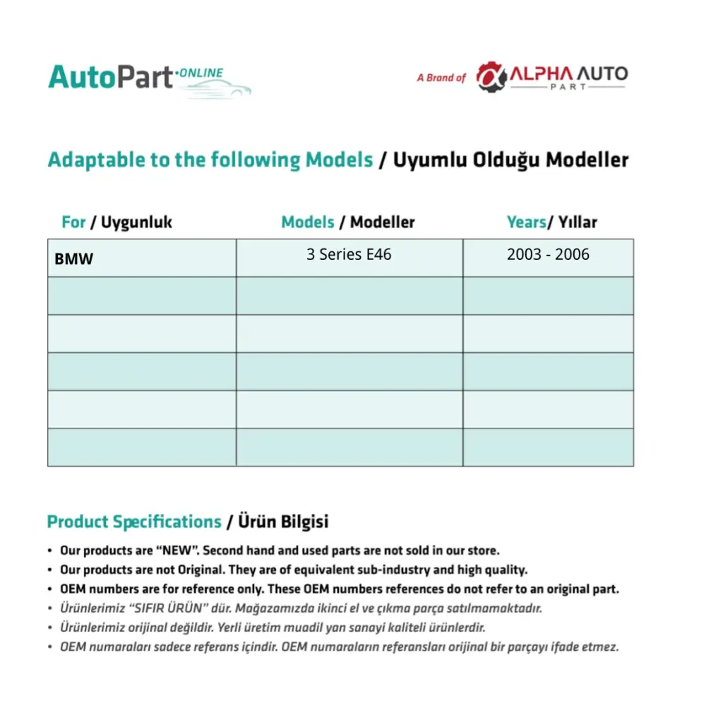 Kit Riparazione Tettuccio Apribile per BMW 3 Series E46