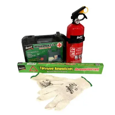 Kit Sicurezza 4 Pezzi Triangolo Kit Pronto Soccorso Estintore Guanti Universale